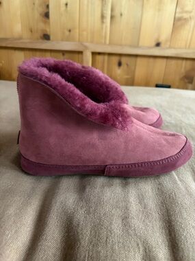 New Overland  Suede Leather Sheepskin Slipper Booties Shoes Women’s 9